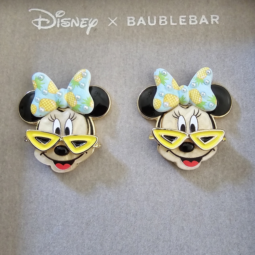 Disney x BaubleBar Minnie Mouse Pineapple Pearl Bow Sunglasses Earrings